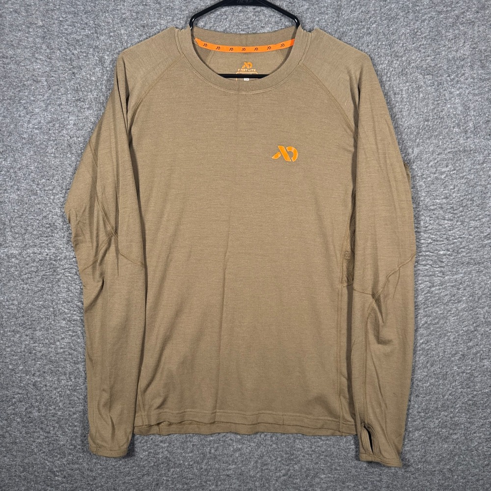 First Lite Aerowool Wick Medium Dry Earth 150 Weight Merino Crew Baselayer
